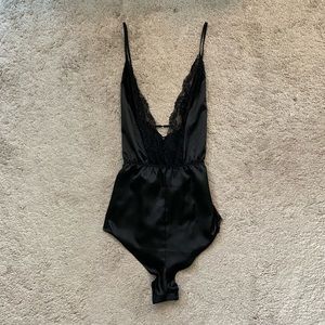 La Senza Lingerie Black Silk Romper/Bodysuit